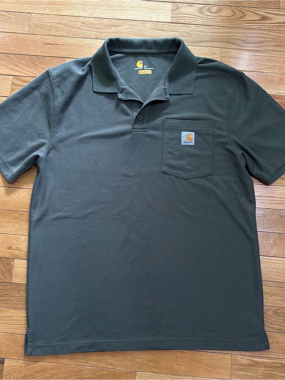 Carhartt Men's M Regular Olive Green Original Fit Short Sleeve Polo K570
